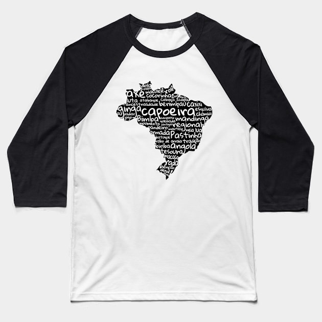 capoeira words black & white Baseball T-Shirt by incantia